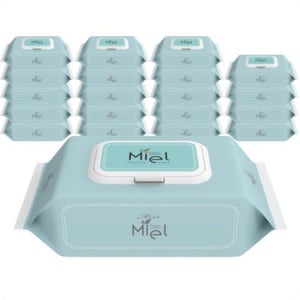 미엘 민트 물티슈 캡형 100매 20팩 평량 35gsm 히알루론산 가성비_JS