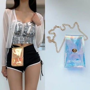 체인 여성가방 여름 미니 PVC 썸머홀로그램투웨이백 숄더백 여성숄더백 크로스백 홀로그램백