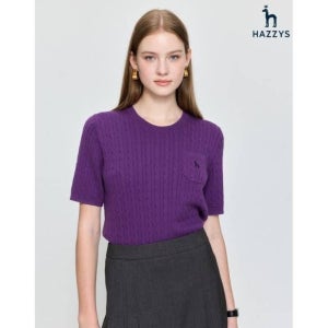 헤지스 레이디스 25FW 라운드넥 케이블 반팔 풀오버 HSSW5CC73 5CC73 767321
