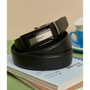 [헤지스 액세서리 남성] 헤지스 블랙 버클장식 가죽 자동벨트 WUBE5E932BK