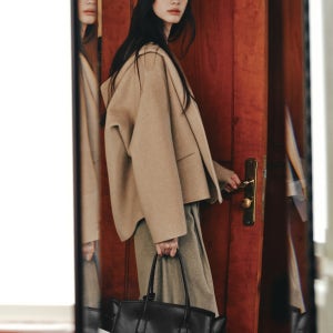 [블랙라벨] 울 후드 핸드메이드 하프 코트_SWHCTP44050