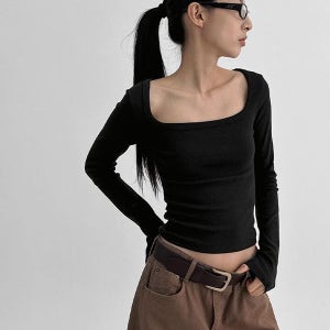 긴소매티셔츠 [MADE] 슈리니 스퀘어넥 긴팔티