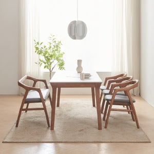 이홈데코 에보아르 애쉬 원목 6인용 포세린 양면 세라믹식탁세트(의자3+벤치1)