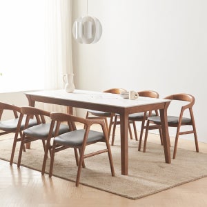 이홈데코 에보아르 애쉬 원목 6인용 포세린 양면 세라믹식탁세트(의자6)