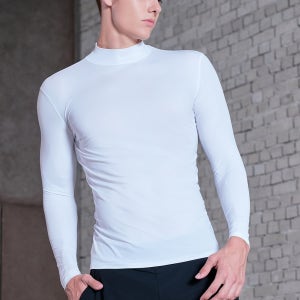 남자 남성 골프의류 에어 휘트니스 하이넥 티셔츠 화이트