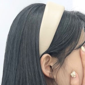 두꺼운 가죽 머리띠 귀안아픈 편한 베이지 심플한 폭넓은 헤어밴드