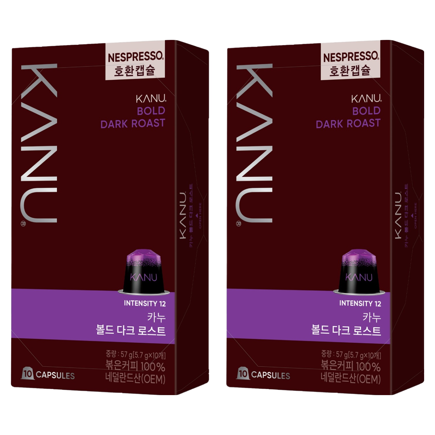 카누 볼드 다크 로스트 네스프레소 호환 캡슐 커피  5.7g  10개입  2개