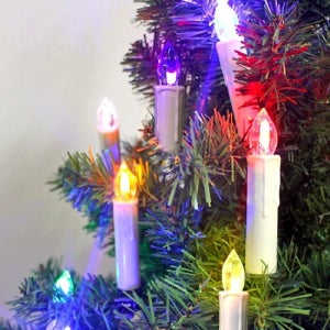 리모콘 LED 클립캔들 오너먼트 10개 세트 레인보우