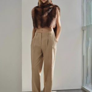 망고 라이트 베이지 주름 스트레이트 팬츠 플리츠 데님 바지 Tomtom Pleated Denim Trousers, Light Beige 114406728 147583416