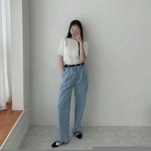 [하프클럽]모노무드 데님 베이직 여름 캐주얼 여성 올데이 필수템 팬 와이