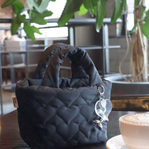 하트패딩 토트백 손가방 미니백 데일리 생활방수, 브리즈비올렛