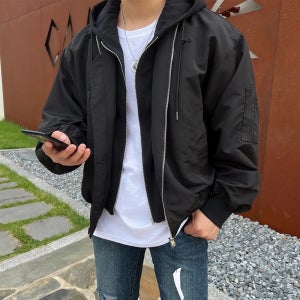 FA-7 후드탈부착 투웨이 오버핏 블루종 항공점퍼 자켓 2color