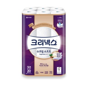 크리넥스 수프림소프트 3겹 화장지 (27M*30롤)