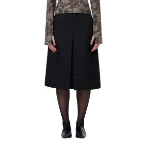 [포코포스카] FRONT TUCK MIDI SKIRT (BLACK)