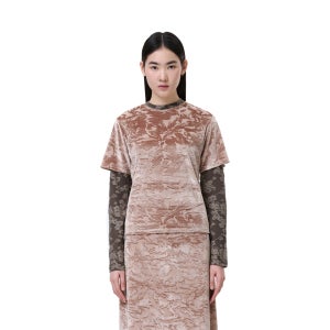 [포코포스카] VELVET HALF-SLEEVE TOP (GOLD)