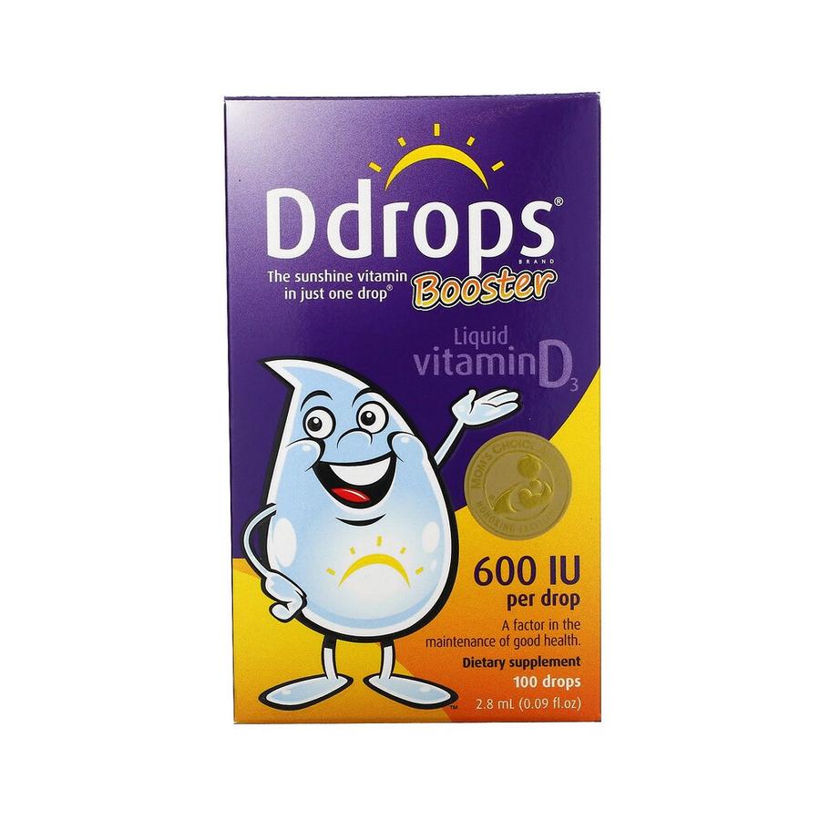 [아이허브] <b>Ddrops</b> 부스터 리퀴드 어린이 비타민D3 600 IU 2.8ml 100드롭스, <b>뼈</b> 근육 햇빛