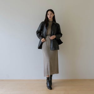 밀리 스트링 하프 레더 자켓