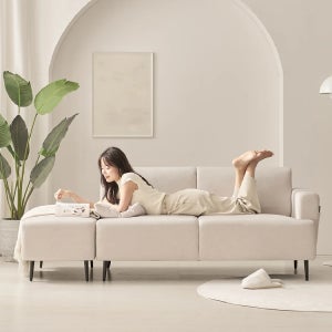 앤서니 조야 패브릭 원단 3인용 소파 (스툴포함)