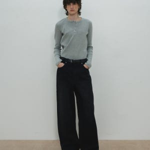 [문선] UNISEX, Loose-Fit Denim Pants / Washed black MS253UDP01WBK0