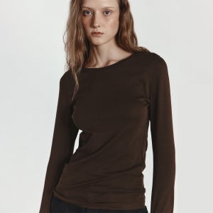 [27와이] 핑거홀 롱 슬리브리스 (브라운)