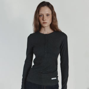 [27와이] 헨리넥 롱 슬리브리스 (차콜)