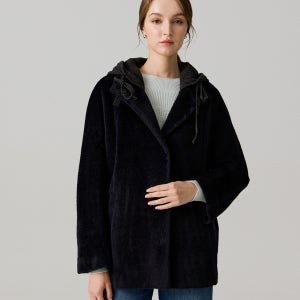 [요하넥스] 니트 후드 알파카 코트