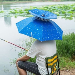 [패션포럼] 핸즈프리 2단 우산모자 낚시 등산 햇빛가리개_59934327