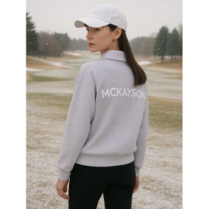 [맥케이슨]  여성 부클 자수 플리스 티셔츠 그레이 MCW4TN715GRE