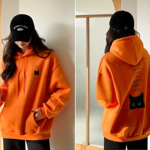 사각냥이 기모 루즈 롱 후드