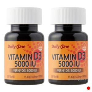 데일리원 데일리원 <b>비타민D</b>3 5000IU 임산부 온가족 100캡슐 X2