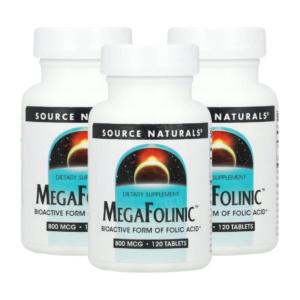 소스내추럴스 소스네추럴스 엽산 <b>메가</b>폴리닉 <b>800mcg</b> 120정 3개 폴릭애시드 <b>Folinic</b>