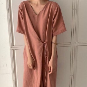 [하프클럽]모노무드 원피스 린넨원피스 린넨 여름 롱 여름원피스 벽돌색