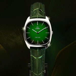 오메가 드빌 희귀 녹색투톤 다이얼 여성 미니 수동 시계