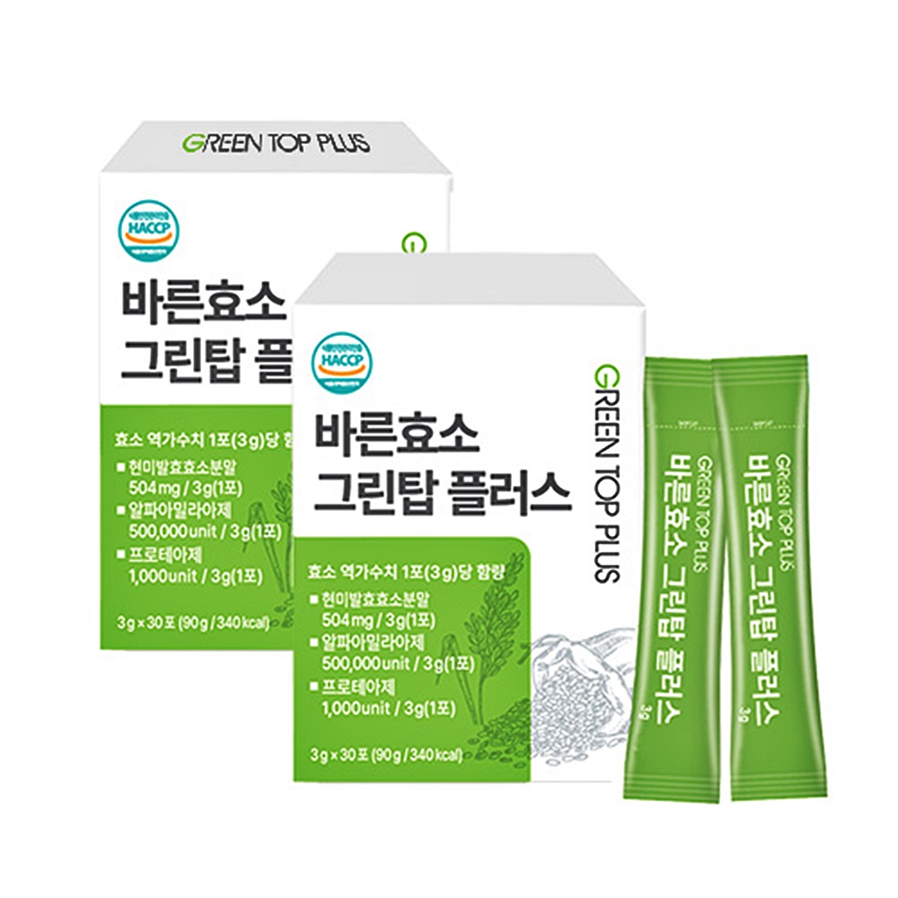 바른효소 탑바른 효소 탑 플러스 30포x2개 속편한 단백질 탄수화물 소화 한국 곡물 높은역가수치