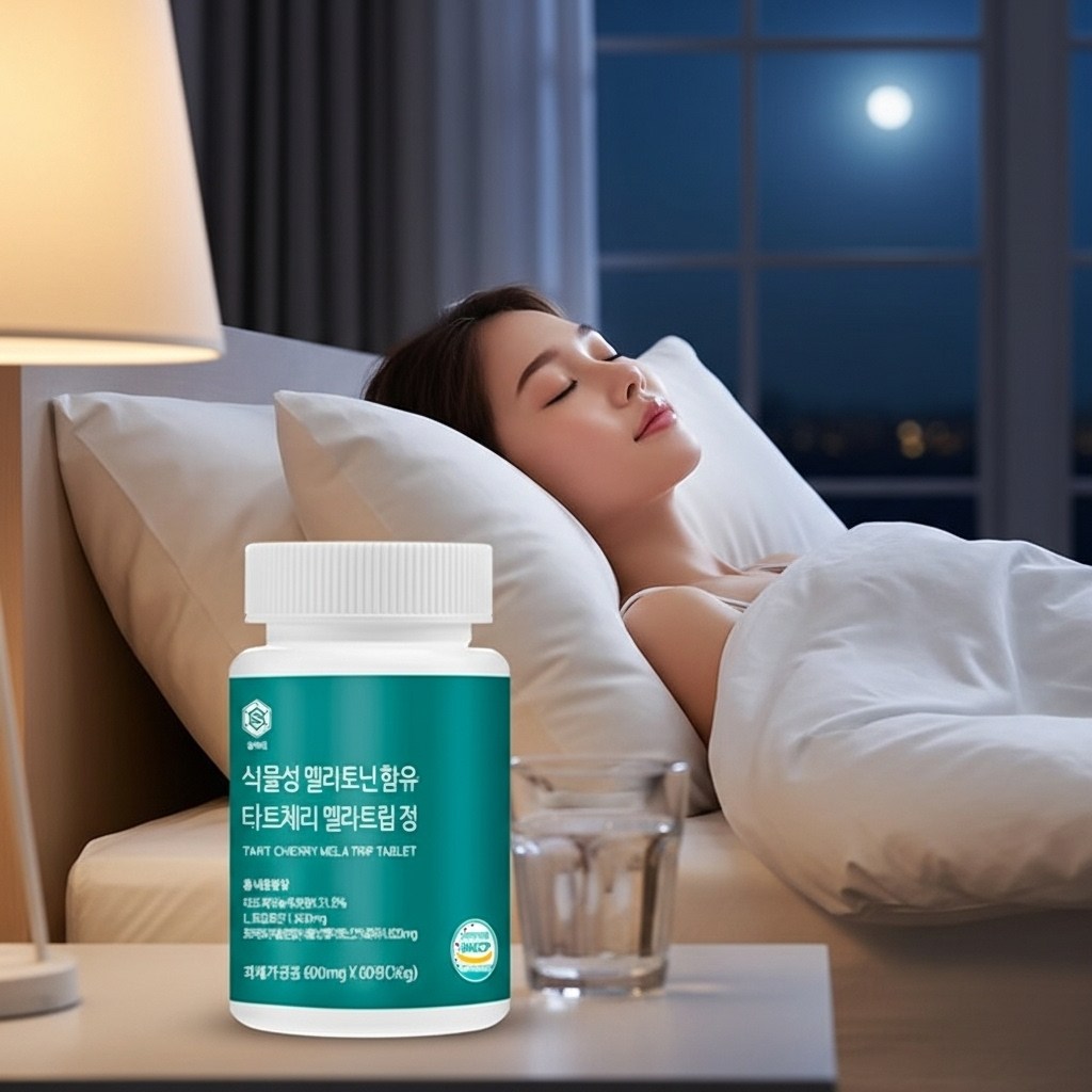 타트체리 <b>수면</b> 보조제 식물성 멜라토닌 실버빈 멜라<b>트립</b> 정 600mg 60정 5개