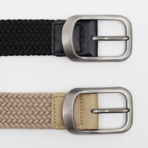 포인트 핀버클 꽈배기 벨트 2p세트(BK/BE)