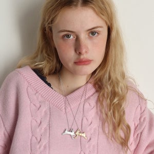 [시눈] Twin Rabbits Necklace Set (Silver Gold)