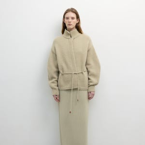 [르917] DOLMAN SLEEVE KNIT STRING JACKET [BEIGE]