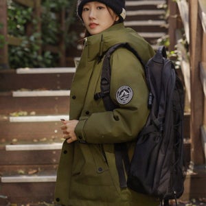 브릴스 남녀공용 하이넥 패치 덕다운 패딩 점퍼