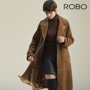 로보 [최초가 890,000원]  24FW 스웨이드 더블 롱 트렌치코트