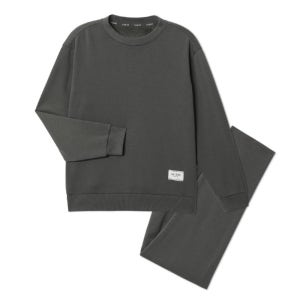 스퀘어라벨 밍크기모 여성 이지웨어 세트 - 차콜