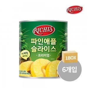 [대량구매] 리치스 파인애플 슬라이스 프리미엄 3kg x 6캔