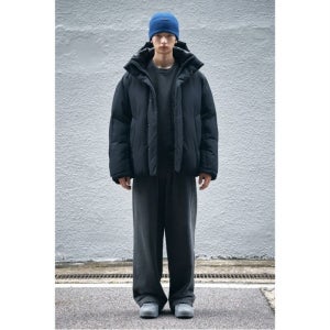 커스텀멜로우 Black Hoodie Down Puffer Jacket CQUAW25711BKX