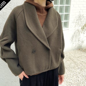 53661/소매셔링 더블버튼 숏니트자켓