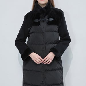 레더 배색 롱 덕 다운-R1F41OCT020