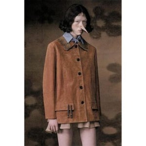 ZARA 자라 우먼 100% 스웨이드 레더 자켓 재킷 번트 오렌지 4341777614 885022