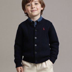 헤지스 키즈 [25FW] [KIDS] 케이블 가디건 다크 네이비 HSSW5FK84N3