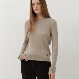 [웬즈데이오아시스 포 우먼] 릴렉스드 베이직 롱슬리브 니트_BEIGE(WC25-KN58) 25W33