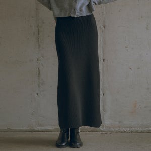 [시야쥬] SIKN2096 울 블렌드 롱 니트 스커트_Black