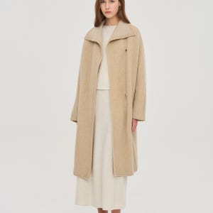 [the CASHMERE] 카멜 블렌드 롱 니트 가디건 / CM2FBKOT126W_LE